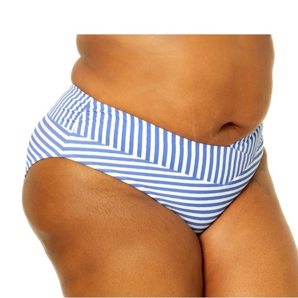 Time and Tru Women's Plus Striped Mid-Rise V-Bikini Bottom Size 3X (24W-26W) - Picture 7 of 11